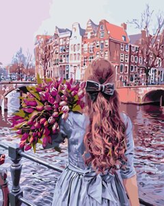 AS 0691 Прогулянка по Амстердаму Картина за номерами на полотні Art Story 40х50см