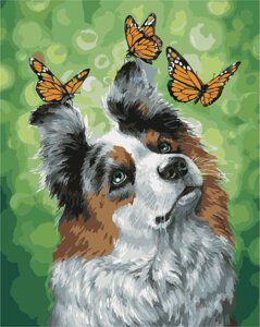 Картина за номерами Art Story Собака та метелики 40x50 см у коробці (AS 1023)