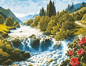 Картина за номерами на полотні ART STORY 50x65 см Чарівний водоспад (AS 0622)