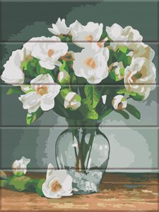 Картина за номерами на дереві ArtStStory Білі квіти 30х40 см (ASW 142)