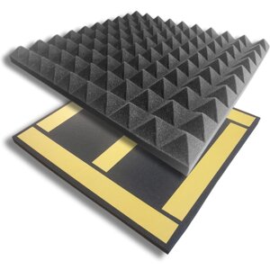 Акустичні панелі швидкого монтажу Quick Installation Pyramid самоклеючі, графіт 50х50см товщина 50мм
