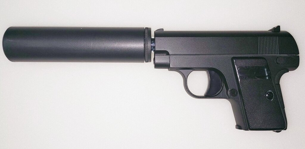 Пістолет Galaxy G9A (Browning mini) з глушником від компанії Кратус - фото 1