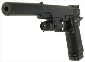 Пістолет страйкбольний Galaxy металевий G. 6A з глушником і лазером