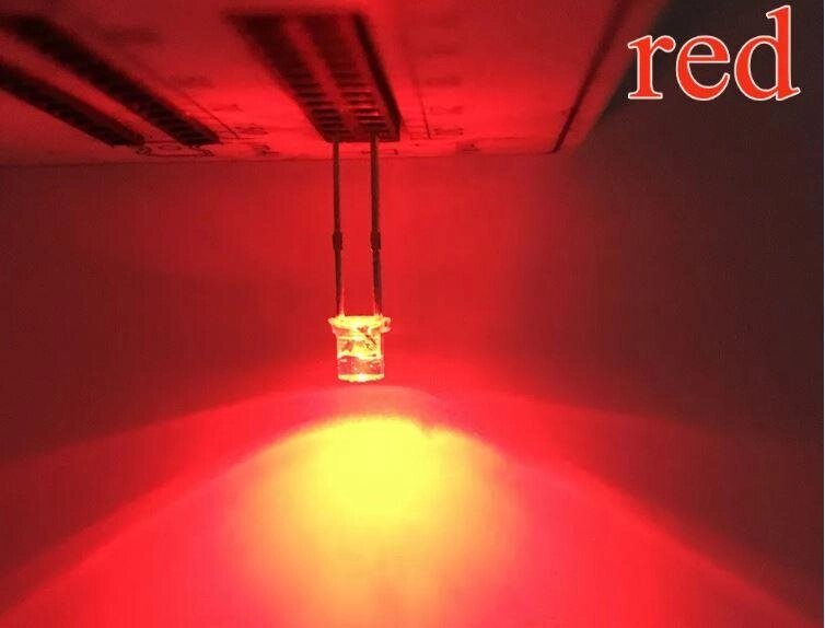 Світлодіод яскравий червоний  3мм (плоский капелюшок 120-140 градусів) 2В від компанії Кратус - фото 1