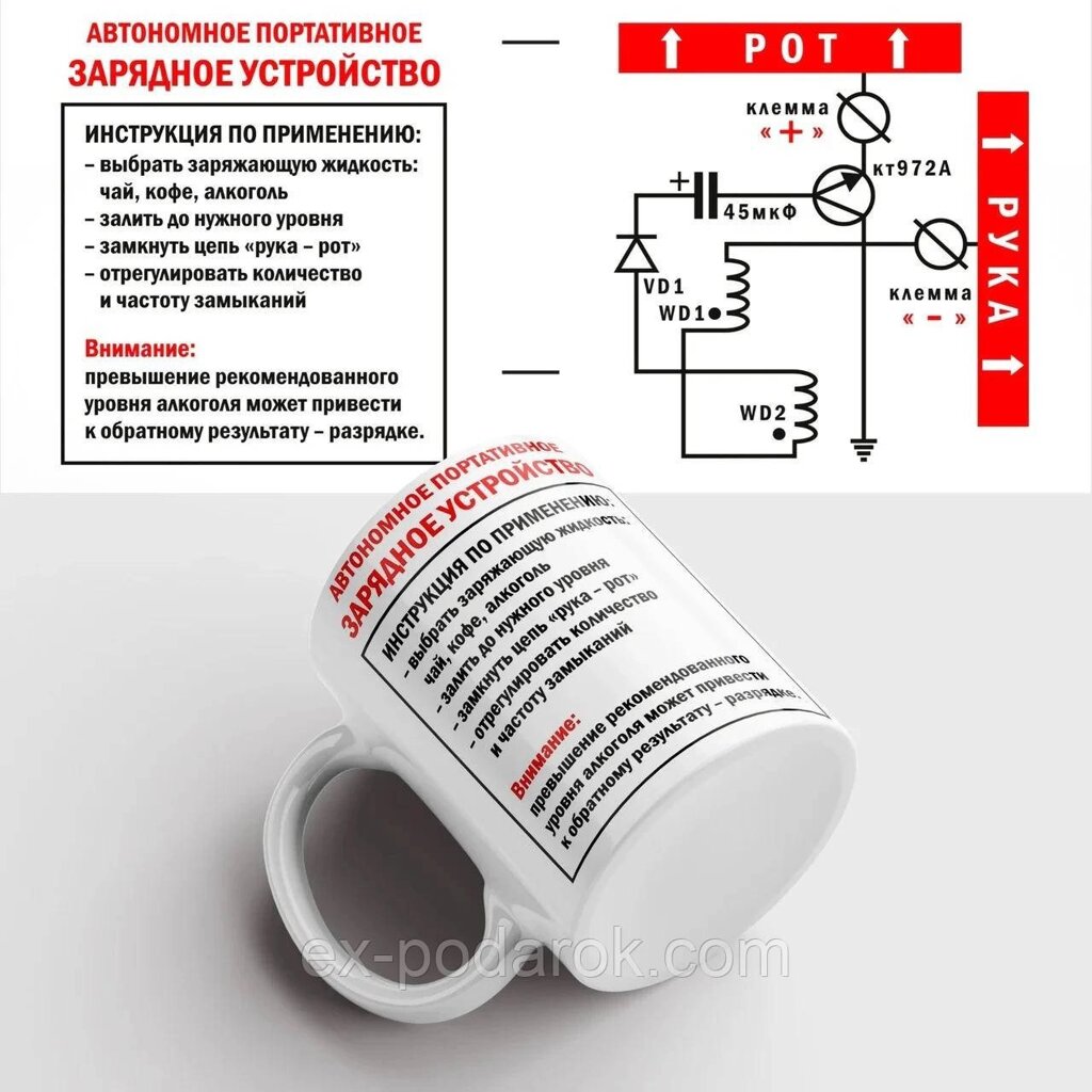 Чашка  Резистор Транзистор.  Прикольна чашка в подарунок від компанії Інтернет-магазин "eXlusiv" - фото 1