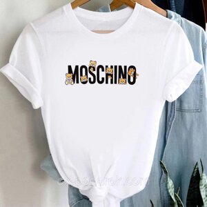 Женская футболка Москино. Футболка с логотипом Moschino