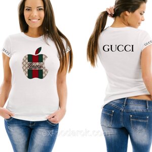 Жіноча футболка Гуччі/ Футболка Gucci яблуко