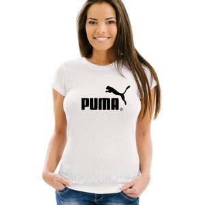 Жіноча футболка Пума. Футболка PUMA біла. Друк на футболках