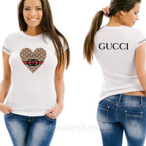 Жіноча футболка Гуччі/ Футболка Gucci серце