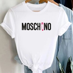 Жіноча футболка Москіно з шпилькою. Футболка з логотипом Moschino