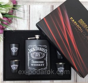 Подарунковий набір із флягою та стопками Джек Деніелс. Фляга Jack Daniels