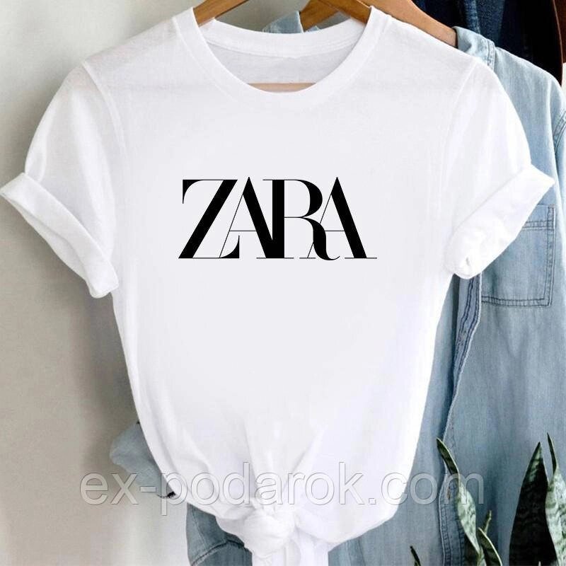 Жіноча футболка ZARA. Стильна футболка ЗАРА. Друк на футболках. від компанії Інтернет-магазин "eXlusiv" - фото 1