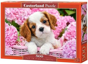 Castorland Puzzle 500. Pup in Pink Flowers / Цуценя у рожевих квітах