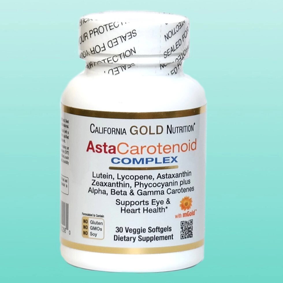 California Gold Nutrition, Комплекс AstaCartenoid, лютеїн, лікопін, комплекс астаксантину, 30 капсул від компанії Еко Планета - фото 1
