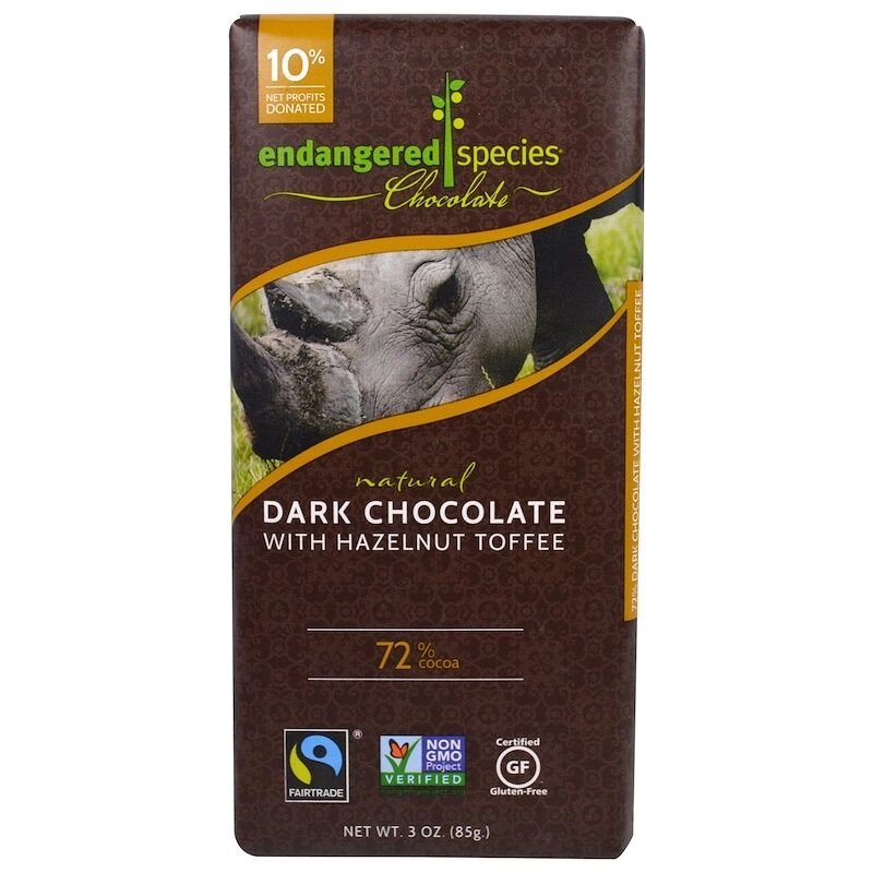 Endangered Species Chocolate, Натуральний чорний шоколад з фундуком, ірис, 3 унції (85 г) від компанії Еко Планета - фото 1