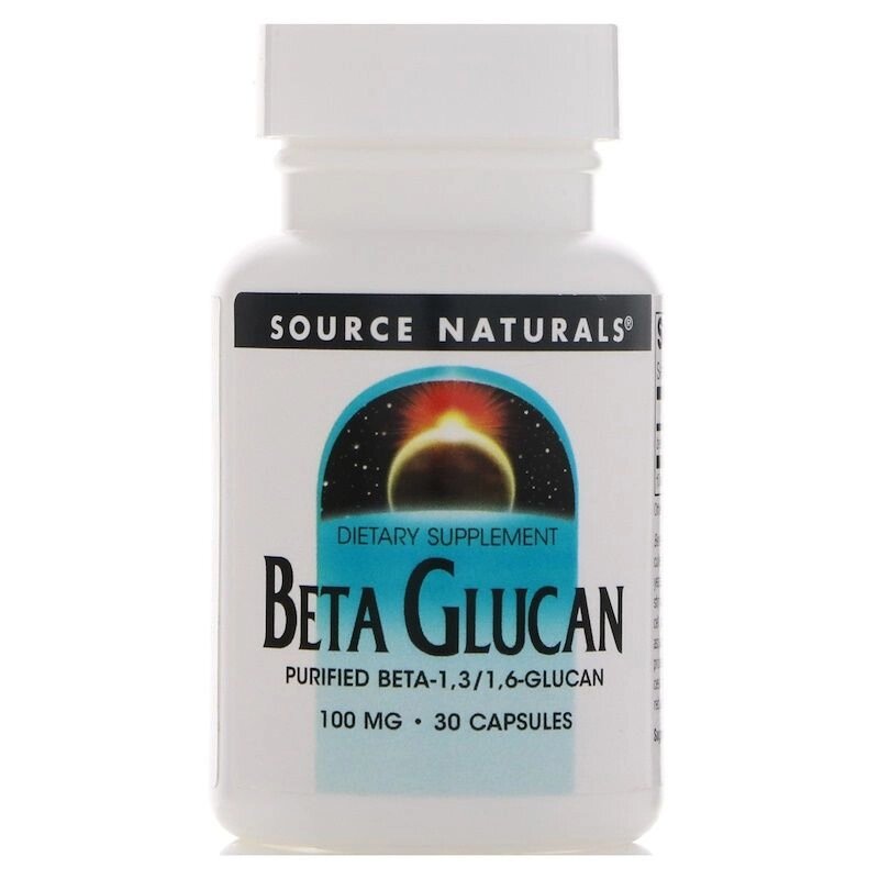 Source Naturals, Бета-глюкан (Beta Glucan), 100 мг, 30 капсул від компанії Еко Планета - фото 1