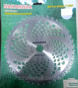 Ніж для мотокоси 40Т/255мм  з побідитовими напайками Nakamura в Чернігівській області от компании Инструментик