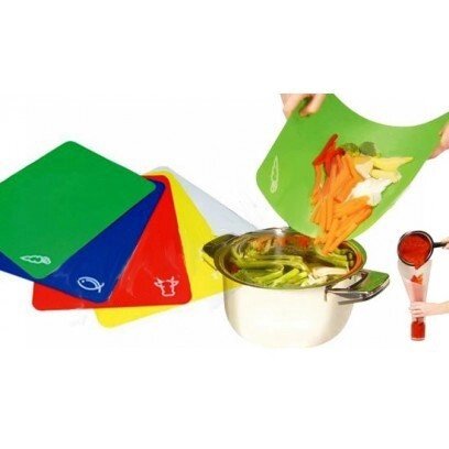 Дошка кухонна обробна гнучка в наборі 4 штуки 4 кольори розмір (34.28) см. від компанії Інтернет-магазин «Світ подарунків» - фото 1