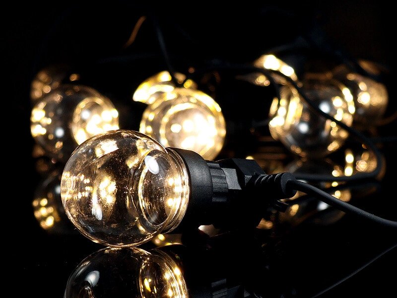 Гірлянда "Кульки" 10 водонепроникних прозорих акрилових кульок 5м (тепла біла) від компанії Інтернет-магазин «Світ подарунків» - фото 1