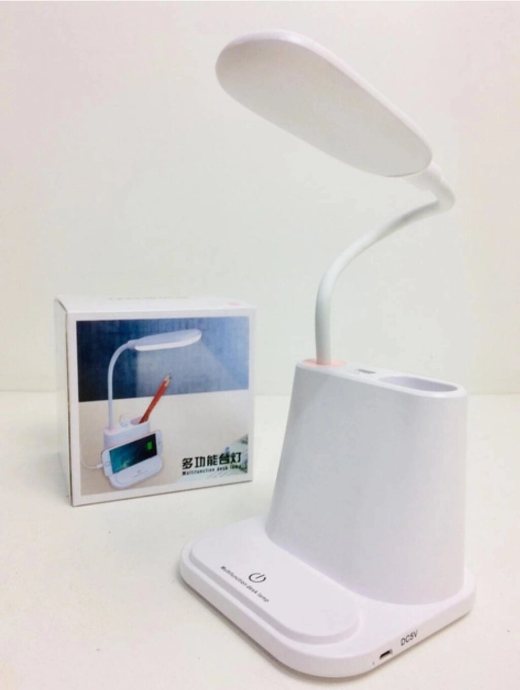 Led лампа з тримачем для телефона multifunctional DESK LAMP білий та розовий від компанії Інтернет-магазин «Світ подарунків» - фото 1
