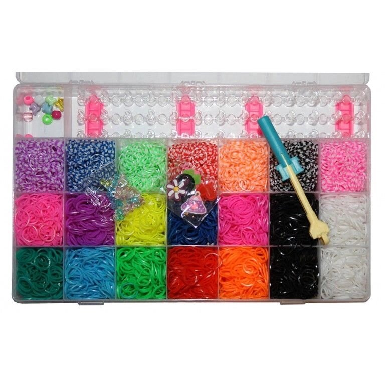 Набір для плетіння Rainbow Loom Bands 4200 резіночек в пластиковому боксі від компанії Інтернет-магазин «Світ подарунків» - фото 1
