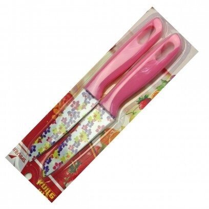 Набір ножів 2 штуки з пластиковою ручкою лезо з малюнком 3 кольори на аркуші. від компанії Інтернет-магазин «Світ подарунків» - фото 1