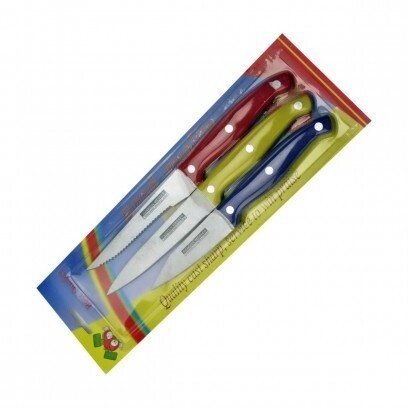Набір ножів 3 штуки 3 розміру з пластиковою ручкою 3 кольори на аркуші. від компанії Інтернет-магазин «Світ подарунків» - фото 1