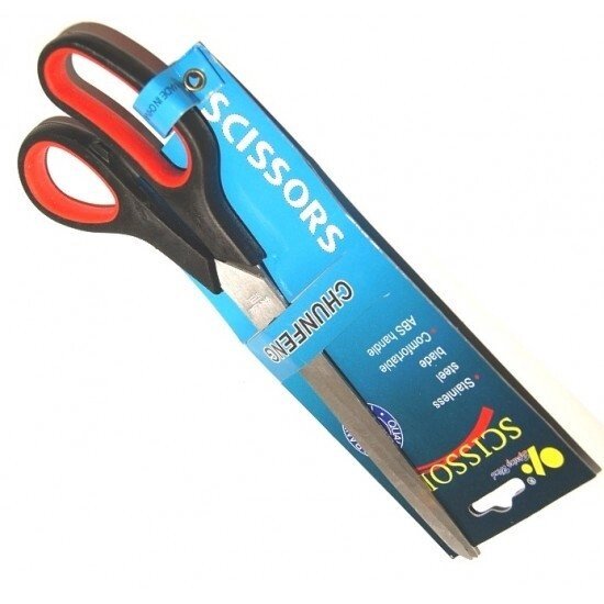 Ножиці метало-пластикові з 2 кольоровою ручкою на аркуші розмір 1,2 мм 5,5 дюймів. від компанії Інтернет-магазин «Світ подарунків» - фото 1