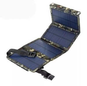 Портативний сонячний зарядний пристрій Solar Power Bank 20w 5V 1.5A + USB камуфляж