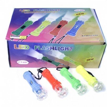 Ліхтарик пластиковий 1 (лампа + мотузка) на 3AG3 4 кольори розмір (2.3.9,3) см. - гарантія