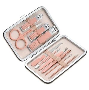 Набір для манікюру та педикюру з неіржавкої сталі на 10 інструментів у чохлі ROSE GOLDEN