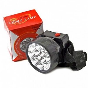 Ліхтарик на голову круглої форми 3R6 12 ламп чорний колір з чорною стрічкою в паперовій коробці.