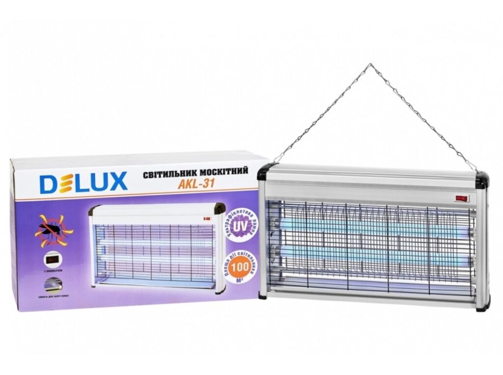 Знищувач комах DELUX AKL-31 2x15W / BL до 100 кв. м. - характеристики