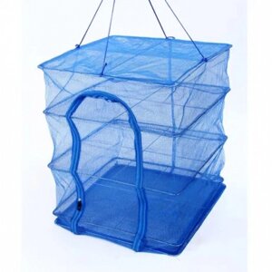 Сітка сушарка для сушіння риби, грибів та фруктів триярусна 40х40х60 см