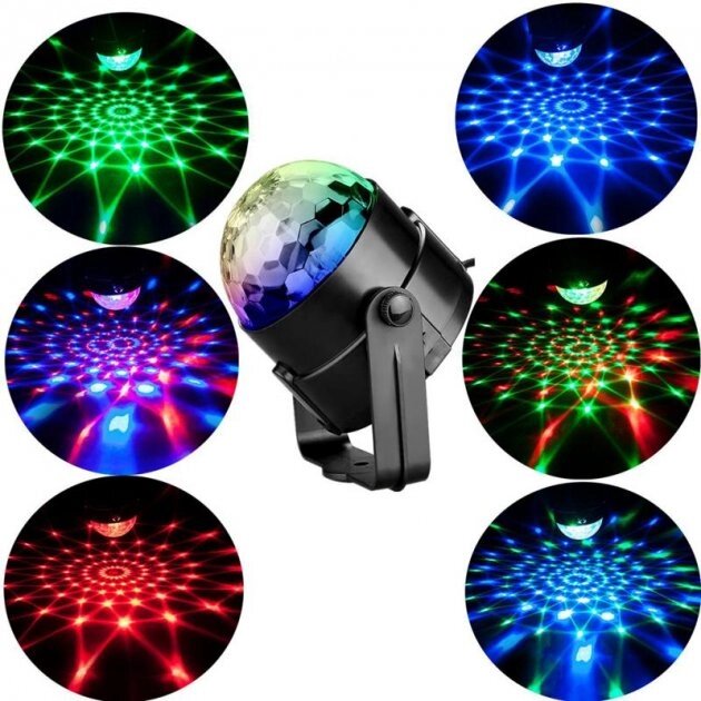 Світлодіодний диско-куля Led Party Light кольорова музика DMX-512 з пультом управління від компанії Інтернет-магазин «Світ подарунків» - фото 1