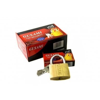 Замок навісний золотий з 3 ключами GUSAMI в коробці 38 мм. від компанії Інтернет-магазин «Світ подарунків» - фото 1