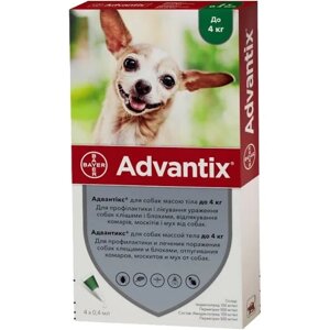 Bayer Advantix (Адвантикс) краплі на холку для собак до 4 кг. Адвантікс