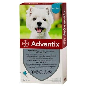 Bayer Advantix (Адвантикс) краплі на холку для собак 4-10 кг. Адвантікс 1піпетка.