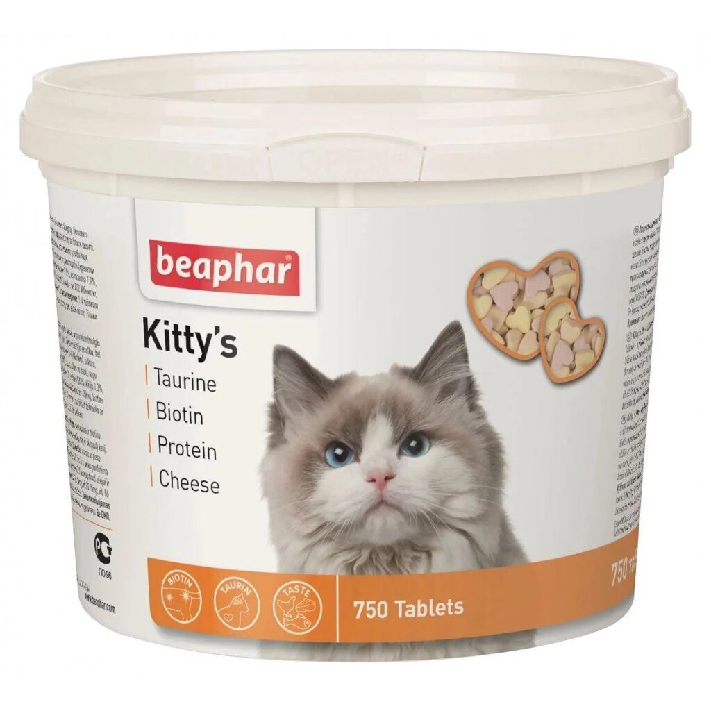 Beaphar (Беафар) Kitty's Taurin and Biotin - Вітаміни з біотином і таурином для котів, 750 таб. від компанії Медовий Рай - фото 1