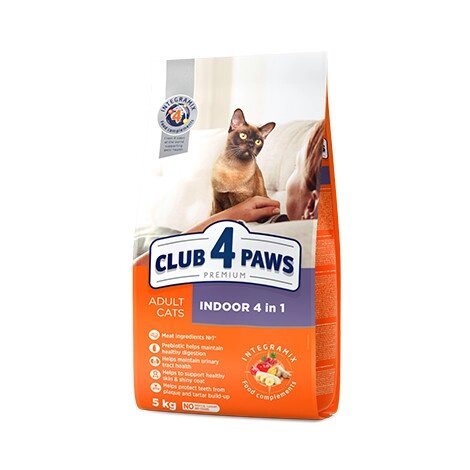 CLUB 4 PAWS ПРЕМІУМ ІNDOOR 4 В 1 (КЛУБ 4 лапи) для котів від компанії Медовий Рай - фото 1