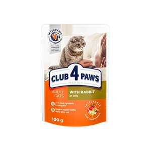 CLUB 4 PAWS ПРЕМІУМ пауч кролик в желе дорослі коті 0,1 кг