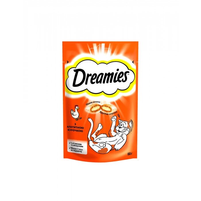 Dreamies Chicken Подушечки для кішок з куркою (ласощі) 60гр (дримис) від компанії Медовий Рай - фото 1