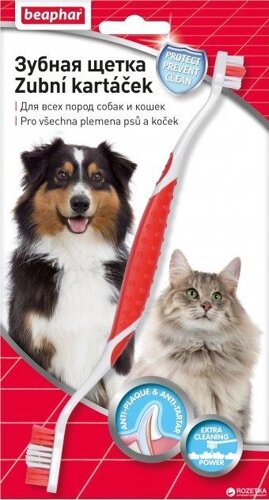 Подвійна зубна щітка для собак та котів Beaphar