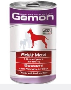 Джемон Gemon Maxi Adult шматочки з яловичиною і рисом консерва 1,25 кг
