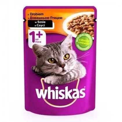 Корм для кішок WHISKAS з домашньою птицею в соусі, 100 г (віскас) від компанії Медовий Рай - фото 1