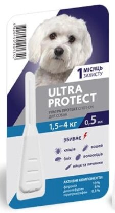 Краплі на холку Palladium Ultra Protect від паразитів для собак вагою від 1,5 до 4 кг, 1 піпетка від компанії Медовий Рай - фото 1