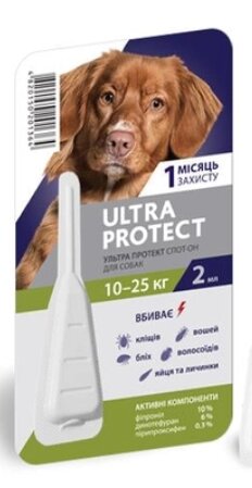 Краплі на холку Palladium Ultra Protect від паразитів для собак вагою від 10 до 25 кг, 1 піпетка від компанії Медовий Рай - фото 1