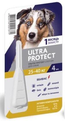 Краплі на холку Palladium Ultra Protect від паразитів для собак вагою від 25 до 40 кг, 1 піпетка від компанії Медовий Рай - фото 1