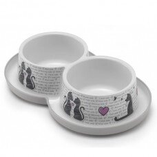 Moderna Double Trendy Dinner Cats in Love МОДЕРНА подвійна миска для котів дизайн Закохані Коти, 2х350 мл, d10 від компанії Медовий Рай - фото 1