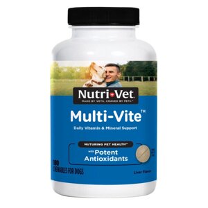 Nutri-Vet Multi-Vit НУТРІ-ВІТ МУЛЬТІ-ВІТ мультивітаміни для собак, жувальні таблетки 180 таб.